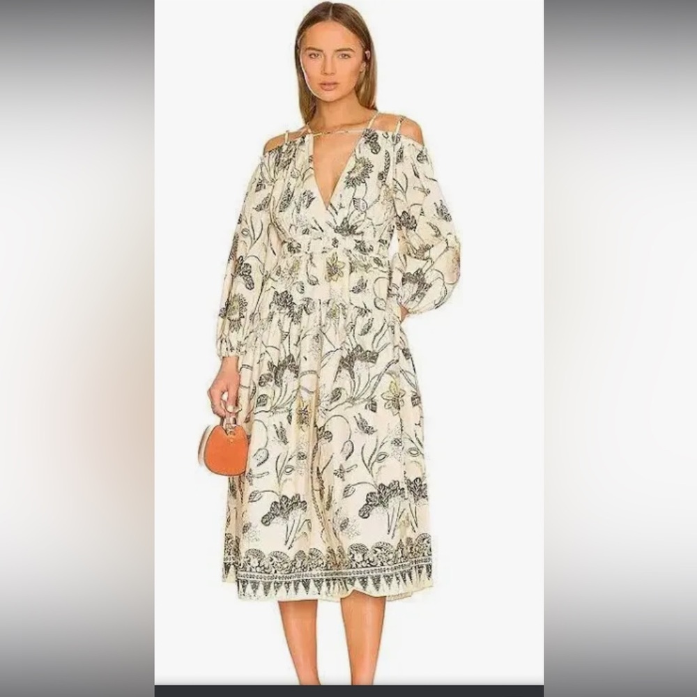 Ulla Johnson Thalia  Lemonbalm Floral Print Midi dress size 10